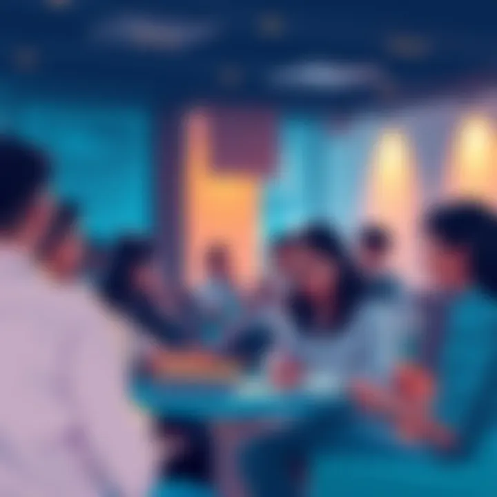 A group of people engaged in conversation about VeChain, sharing ideas and asking questions in a supportive environment.