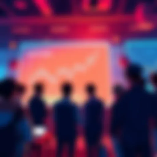 People discussing updates and innovations related to VeChain, with charts and tools in the background.