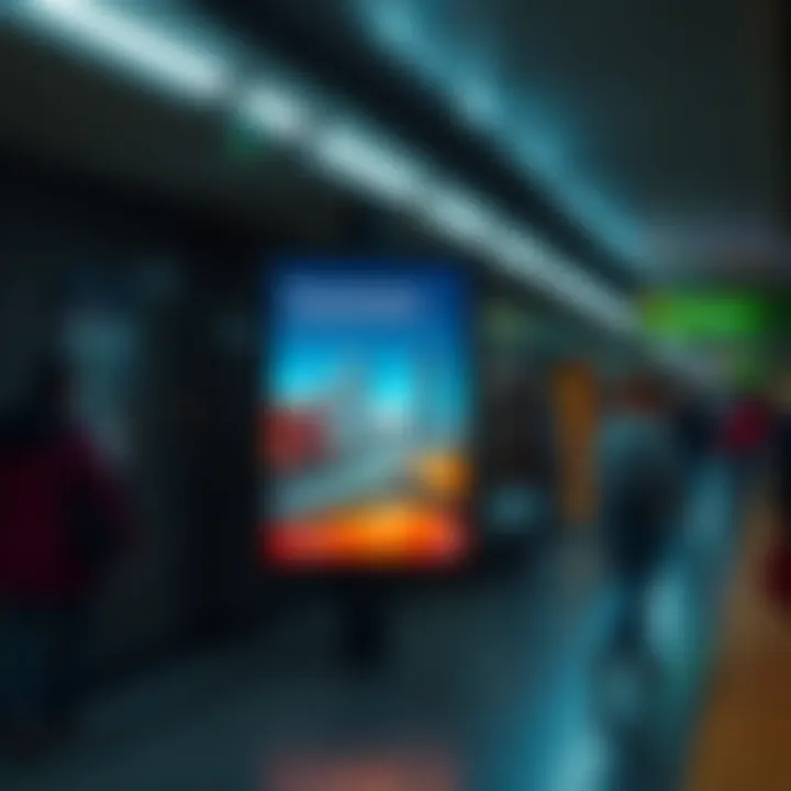 A subway station ad showcasing virtual property for sale, attracting the interest of commuters.