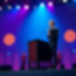 Vitalik Buterin stands at a podium discussing ZK-SNARKs to promote blockchain security and prevent centralization.