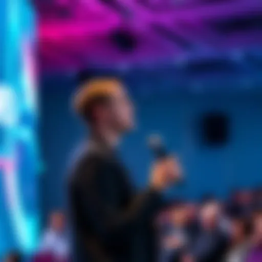 Vitalik Buterin discussing democracy and governance concepts at a public event.