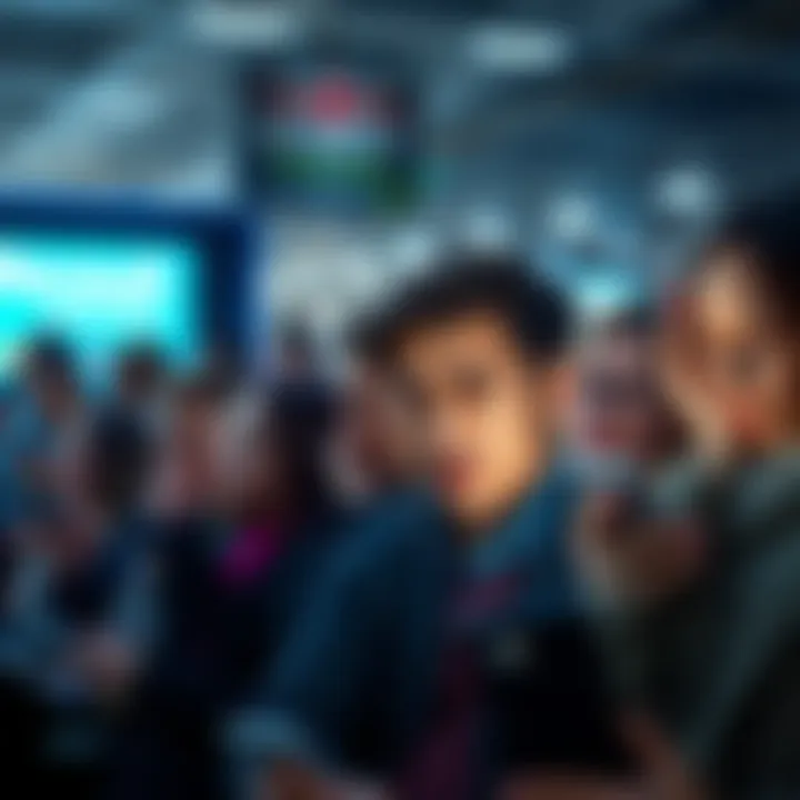 A group of people looking at their phones with puzzled expressions while waiting for bank account updates, representing the transition to Revolut Bank.