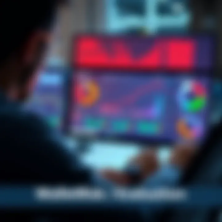 A person analyzing wallet activity on a computer screen with charts and graphs showing wallet behavior and risks.