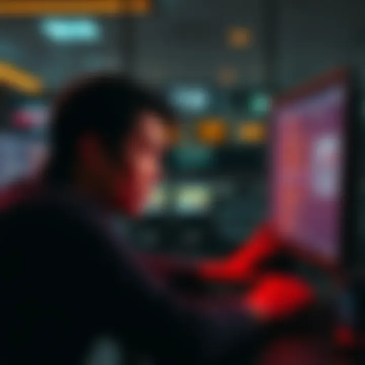 A worried person looking at a computer screen, showing error messages while trying to withdraw funds from a digital wallet.