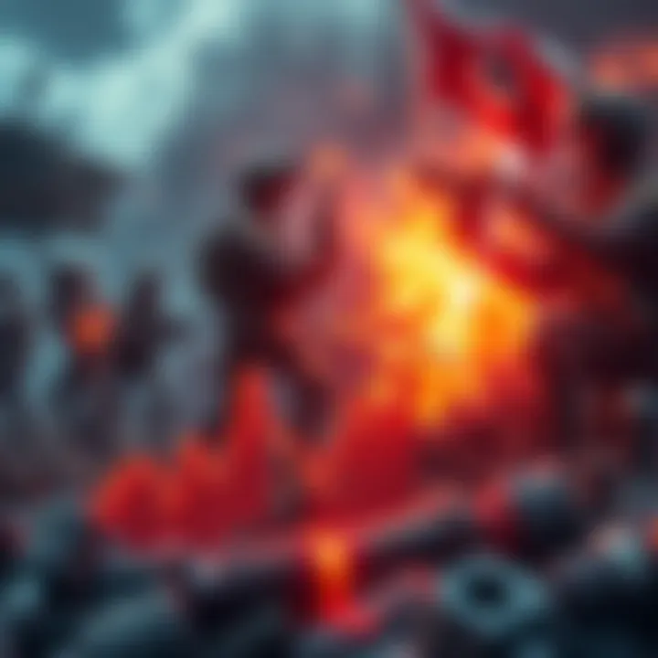 A graph showing rising inflation rates alongside military imagery, highlighting the connection between war and economic impact.