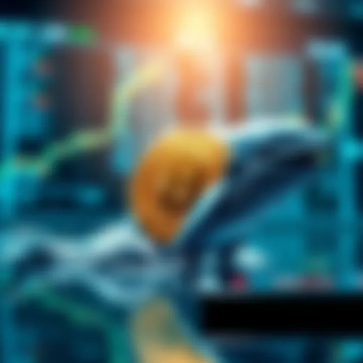 A whale symbolically placing a large Bitcoin coin on a digital trading platform, representing a $30 million investment.