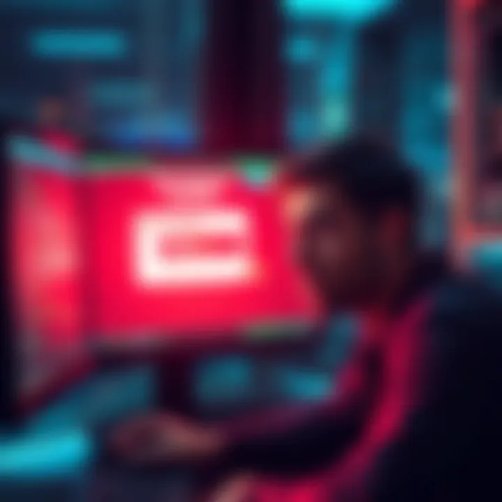 A frustrated person looking at a computer screen showing a pending wire deposit status on Kraken's platform