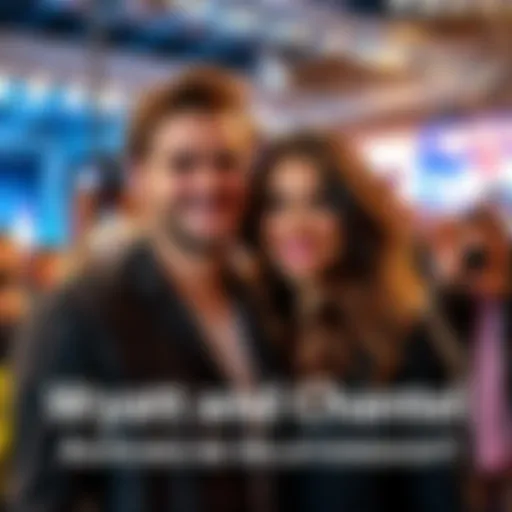 Wyatt and Chantel smiling and posing at an event, surrounded by fans and cameras, suggesting a staged relationship for publicity