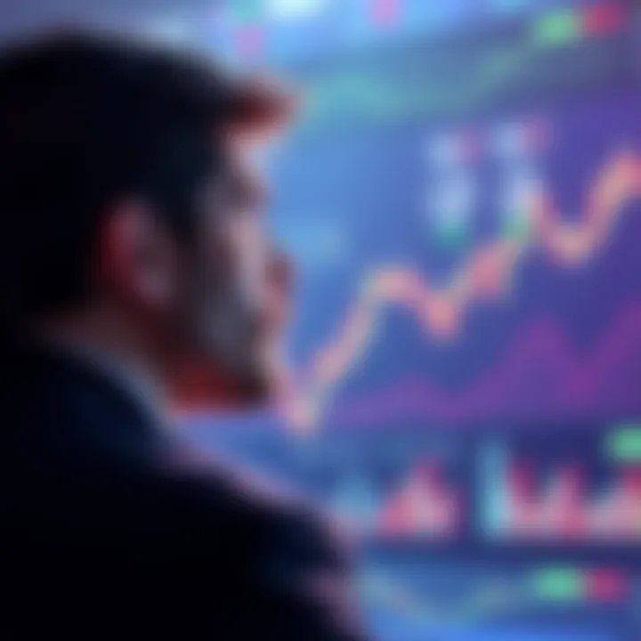 Person contemplating whether to sell or hold XLM cryptocurrency tokens, with graphs and charts in the background
