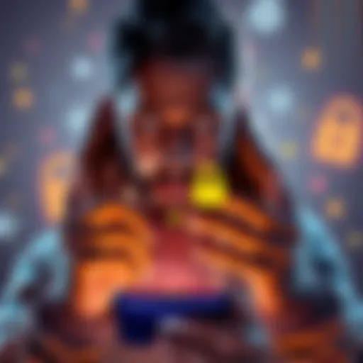 A person looks worried while checking their crypto wallet on a smartphone, showing only 1 XRP remaining. Background features digital currency symbols and a lock icon representing security issues.