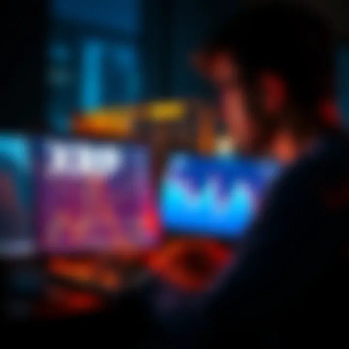 A person looking at a laptop displaying a graph of XRP's value and financial news, showing uncertainty about its future.