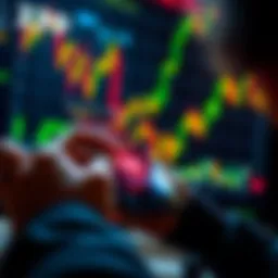 XRP investment concept A person analyzing XRP cryptocurrency data on a smartphone with financial charts in the background.