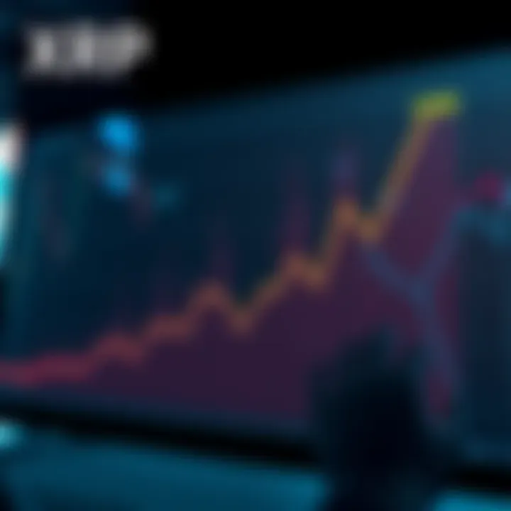A graph showing the increasing value of XRP over the years leading up to 2030, with a person looking at it, considering investment options.