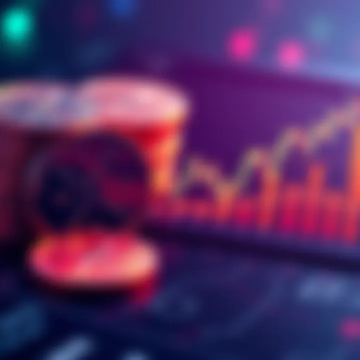 A visual comparison of XRP coins and a chart representing ETF trends, highlighting investment choices.