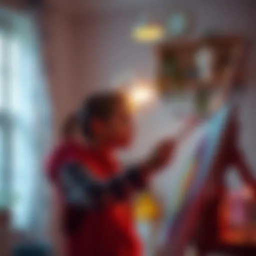 A young individual painting in a bright room, expressing creativity and personal growth