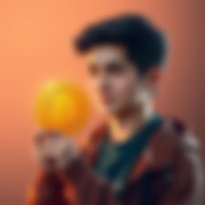 A 22-year-old holding a Bitcoin symbol, looking optimistic about financial future
