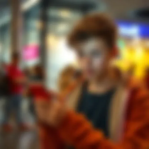 A 17-year-old looking at a smartphone with the Revolut app on the screen, considering opening an account.