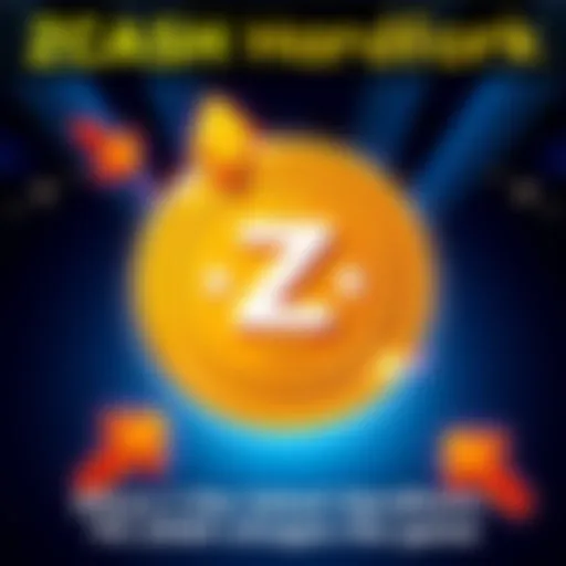 Graphic showing ZCASH logo with arrows indicating change and improvement, symbolizing a hardfork event