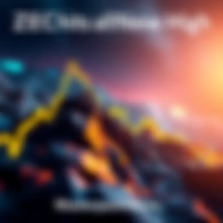 Graph showing ZEC's price climbing past $1,200 with a bullish trend