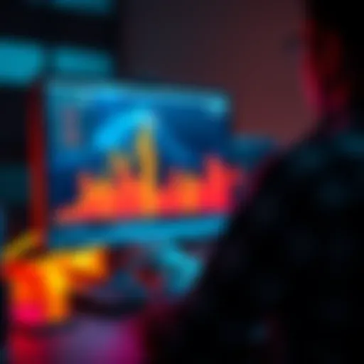 Person borrowing against cryptocurrency on a computer with a graph showing growth